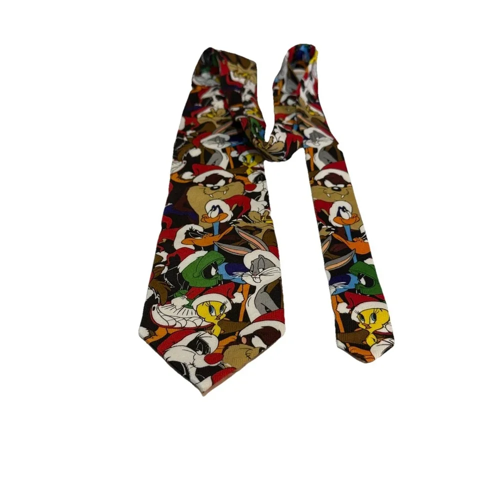 Warner Bros. Looney Tunes Men's‎ Tie, Black, Christmas, Bugs Bunny, Daffy, Taz